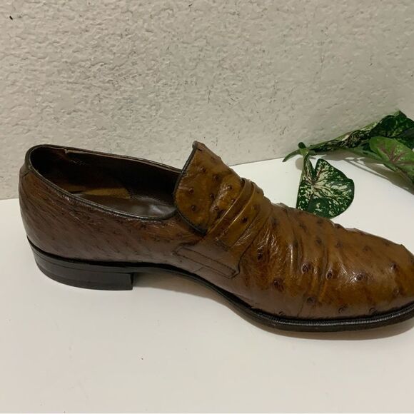 Footjoy Brown Ostrich Leather Loafers 73668 12C - Picture 3 of 16